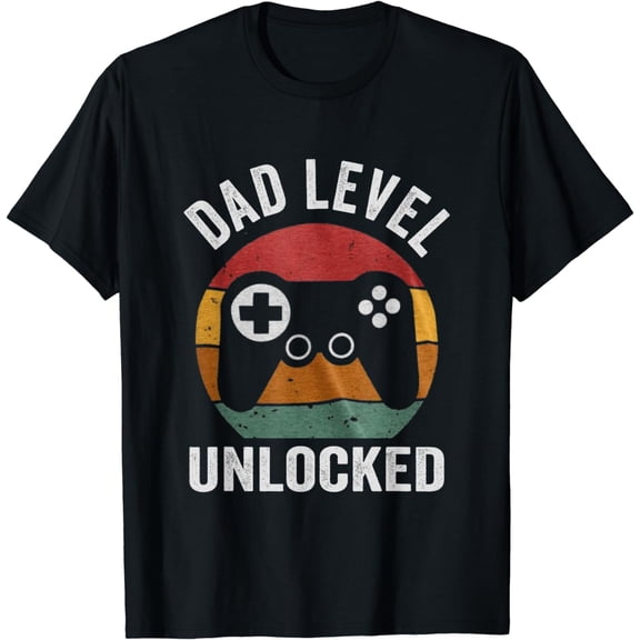 Funny New Dad Shirt Dad Level Unlocked day Tee Shirt Gaming T-Shirt