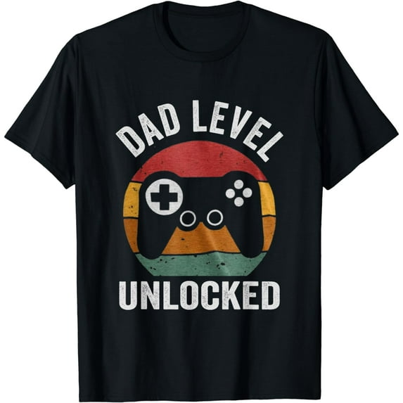 Funny New Dad Shirt Dad Level Unlocked day Tee Shirt Gaming T-Shirt