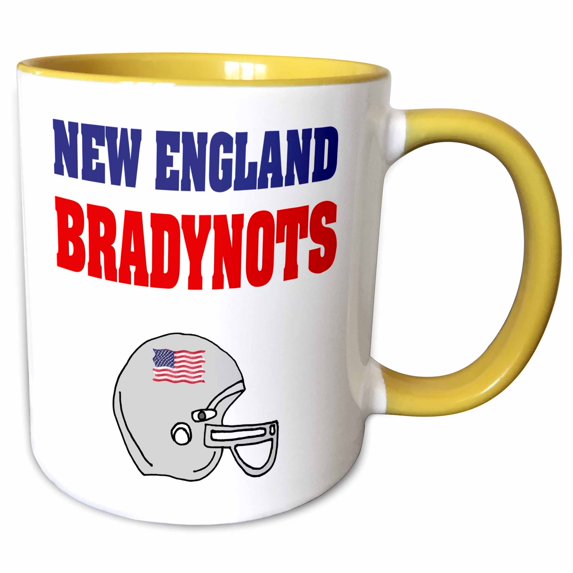 Funny New England Bradynots Football Team Satire with Helmet and Flag 11oz Two-Tone Yellow Mug mug-336424-8