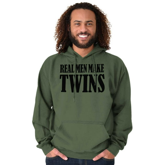 Funny New Father Real Men Make Twins Men's Big & Tall Graphic Hoodie Brisco Brands 3X