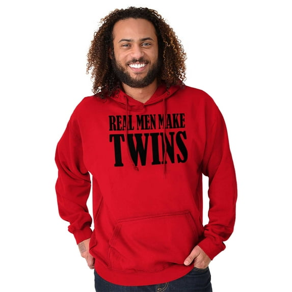 Funny New Father Real Men Make Twins Men's Big & Tall Graphic Hoodie Brisco Brands 4X