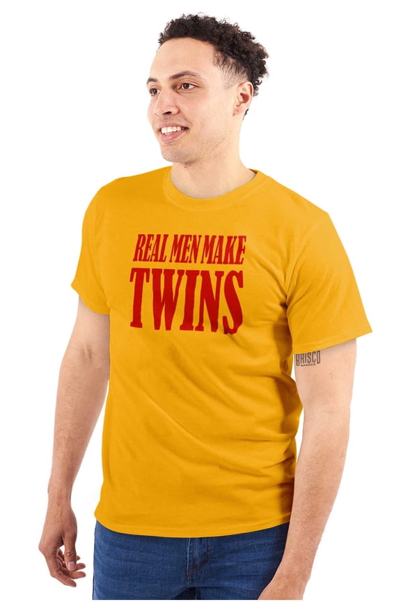 Funny New Father Real Men Make Twins Men's Graphic T Shirt Tees Brisco Brands L