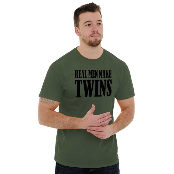 Funny New Father Real Men Make Twins Men's Graphic T Shirt Tees Brisco Brands S