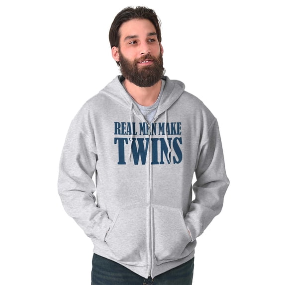 Funny New Father Real Men Make Twins Zip Hoodie Sweatshirt Men Brisco Brands S