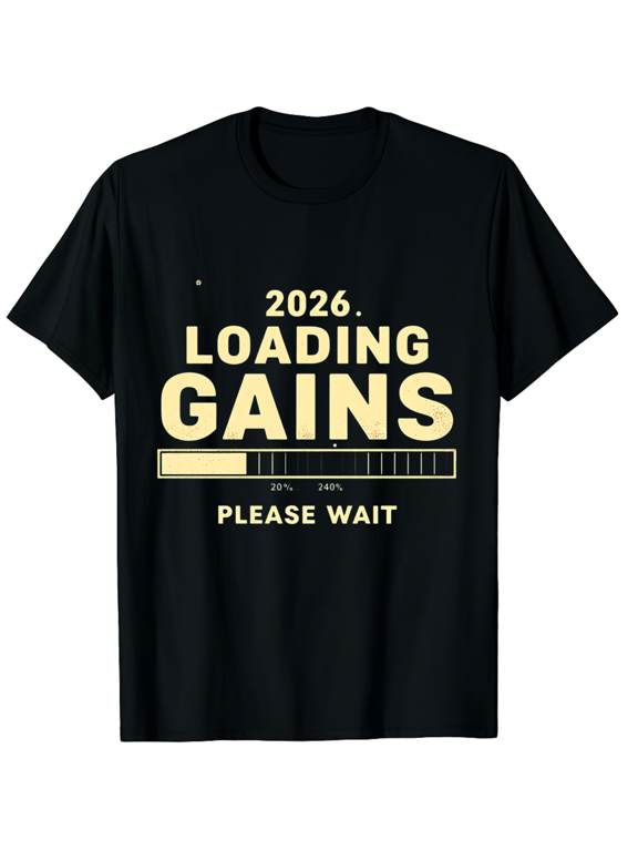 Funny New Years Resolution Gym Workout 2026 Gains Loading Graphic Tee T-Shirt for Men Women