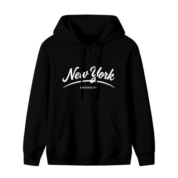 Funny New York Print Mens Hoodies with Long Sleeve, Lightweight Basis Pullover Men's Drawstring Pocket Sweatshirt Hooded