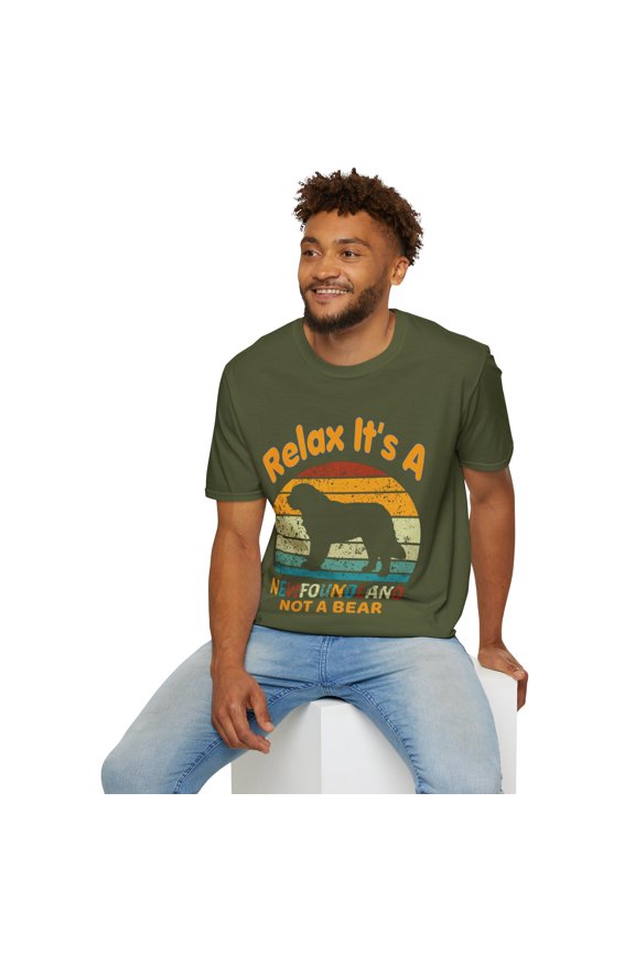 Funny Newfoundland Dog Newfie Owner Retro Art Unisex Softstyle T-Shirt