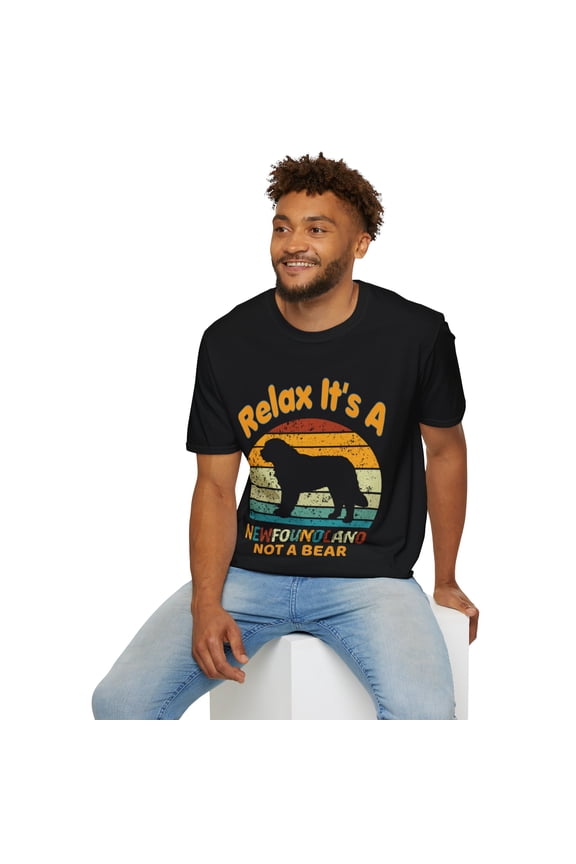 Funny Newfoundland Dog Newfie Owner Retro Art Unisex Softstyle T-Shirt