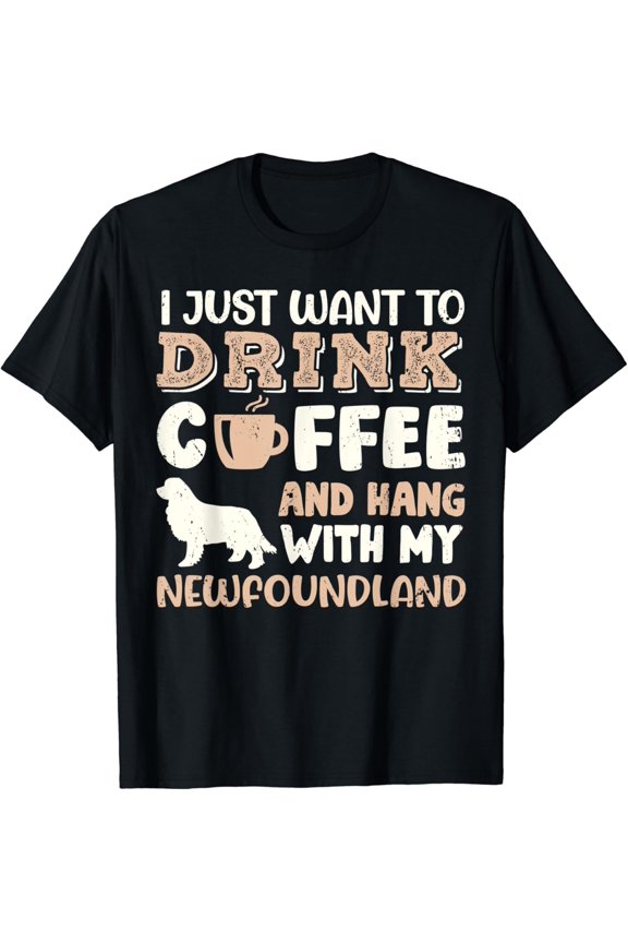 Funny Newfoundland Drink Coffee Hand With Dog Mom Gift Unisex T-Shirt