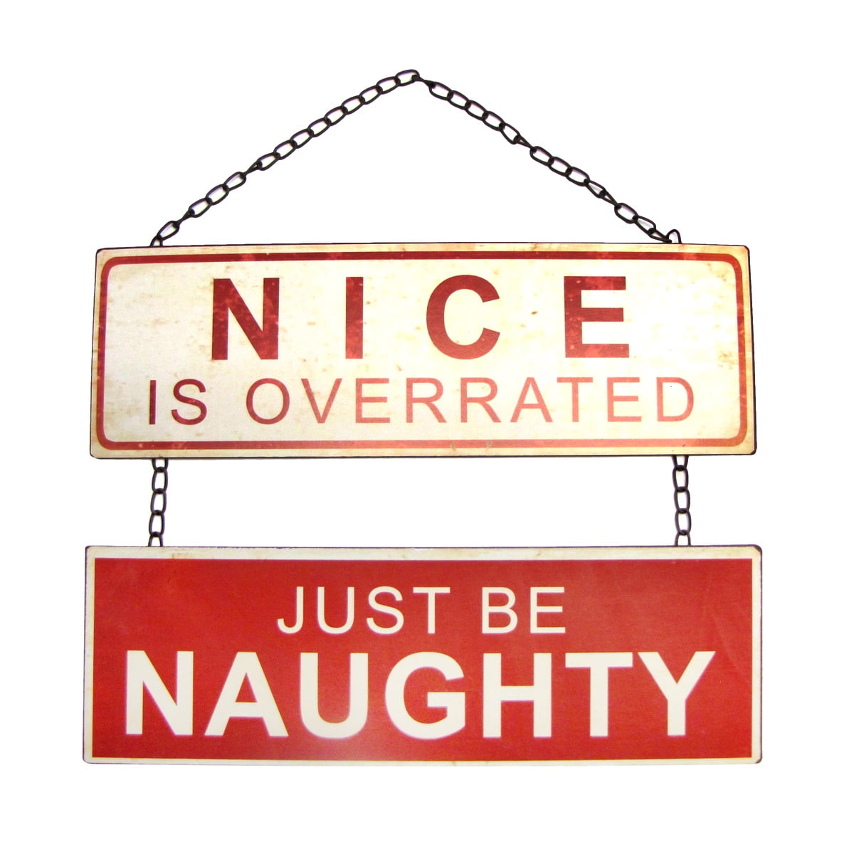 Funny Nice Naughty Metal Christmas Wall Sign