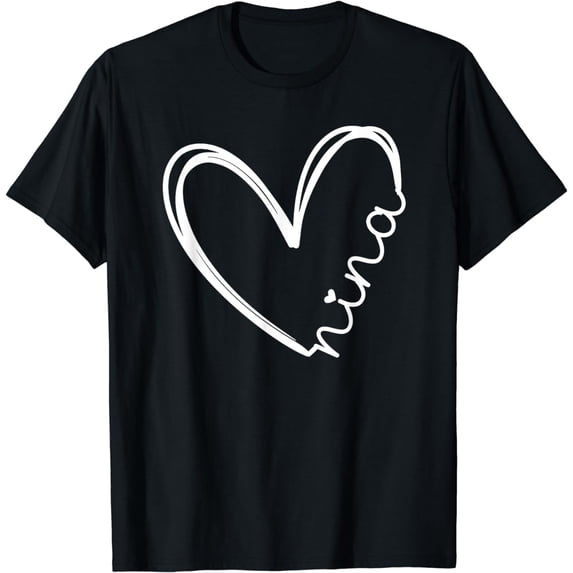 Funny Nina Heart for Grandma Mother Day Women Funny Creative Graphic T-Shirt