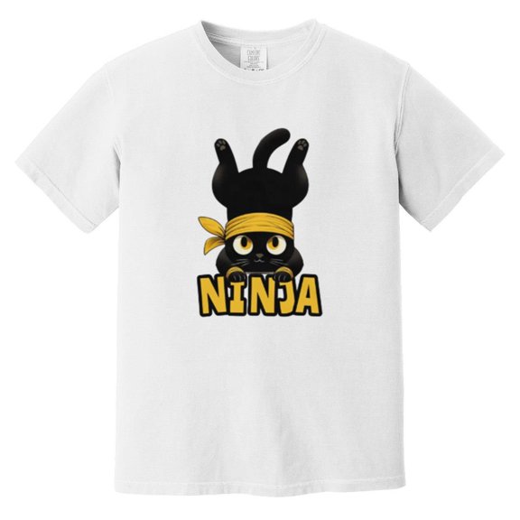 Funny Ninja Cat Samurai Kitty Katana Warrior Graphic Comfort Color T-Shirt, Unisex, up to size 4XL