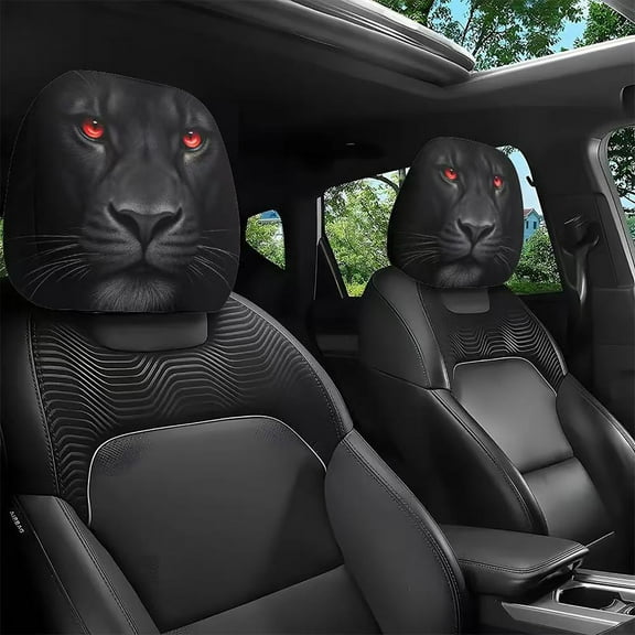 Funny Ninja Print Car Headrest Cover 2PCS - Universal Stretchy Mesh Headrest Cover, Unique Angry Eyes Car Interior Decor, Easy to Install & Clean, Protective Headrest Cover, Gift for Car Enthusiasts