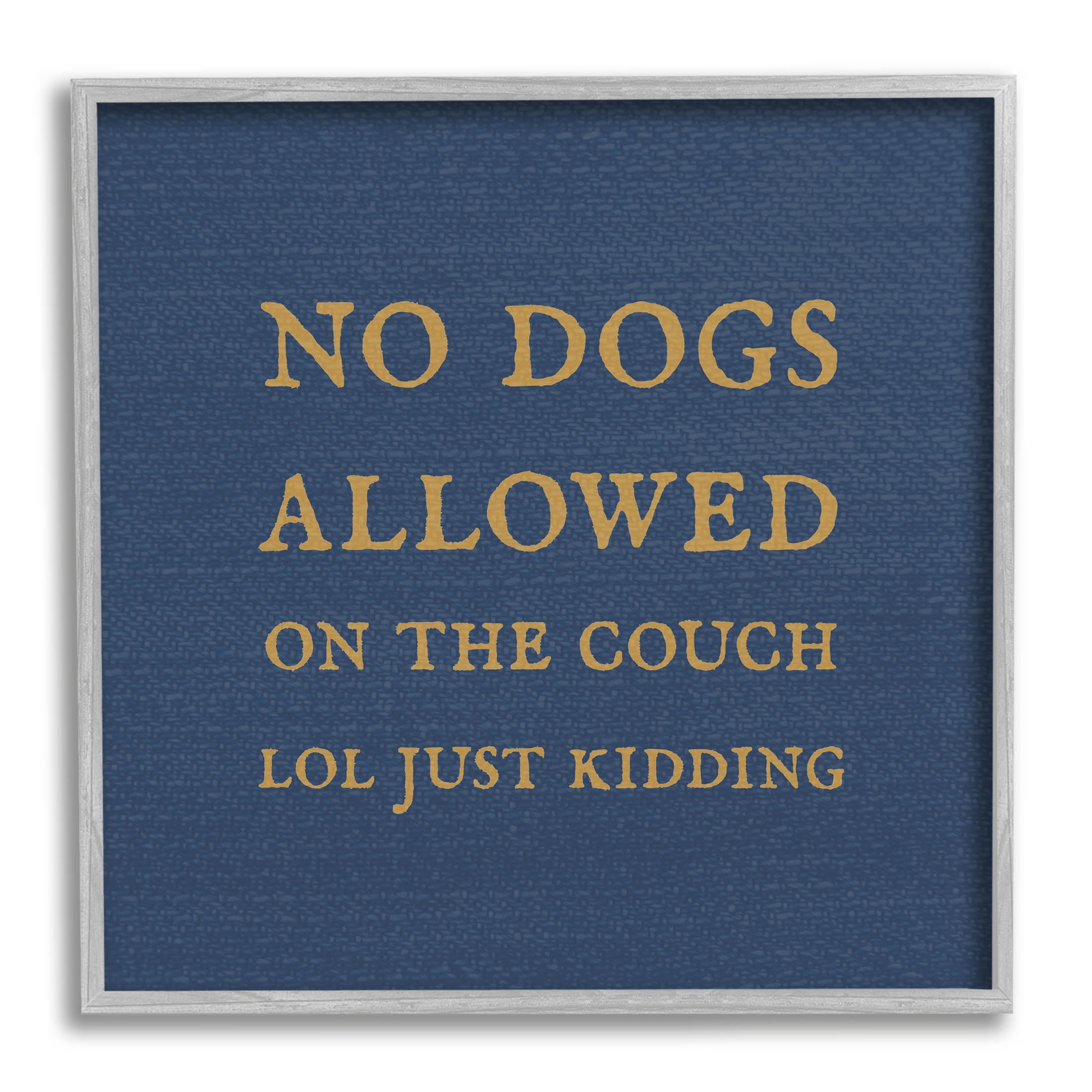 Funny No Dogs Allowed Pet Phrase Typography Graphic Art Gray Framed Art Print Wall Art