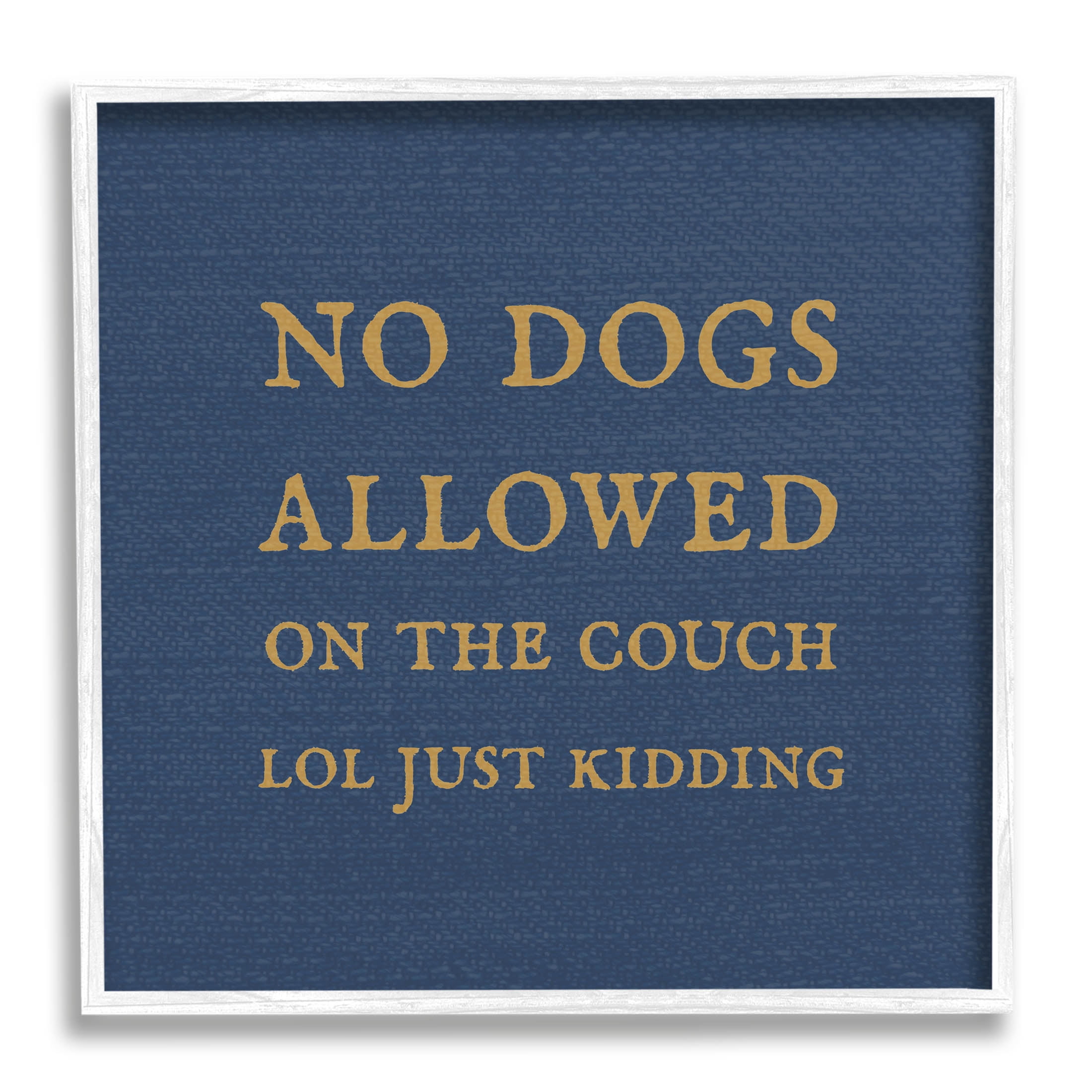 Funny No Dogs Allowed Pet Phrase Typography Graphic Art White Framed Art Print Wall Art