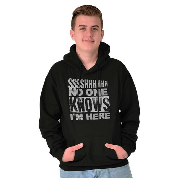 Funny No One Knows I'm Here Joke Unisex Plus Fleece Graphic Hoodie Brisco Brands 2X