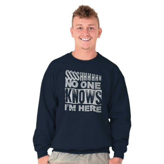 Funny No One Knows I'm Here Joke Unisex Plus Fleece Graphic Sweatshirt Brisco Brands 5X