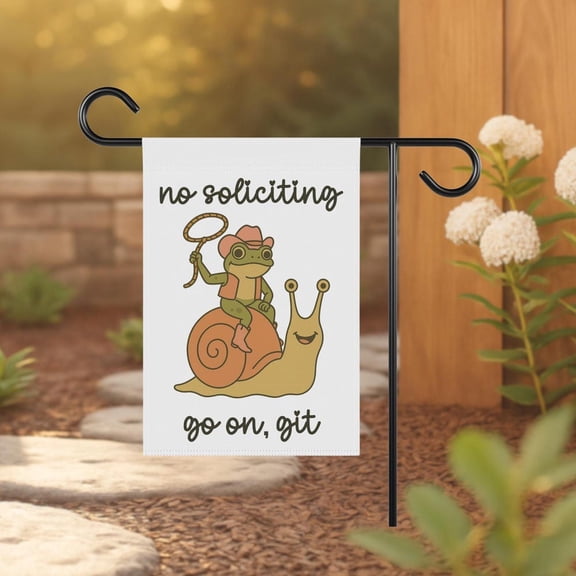 Funny No Soliciting Frog Flag Cottagecore Porch Decor 28x40 POLE NOT INCLUDED House Flag