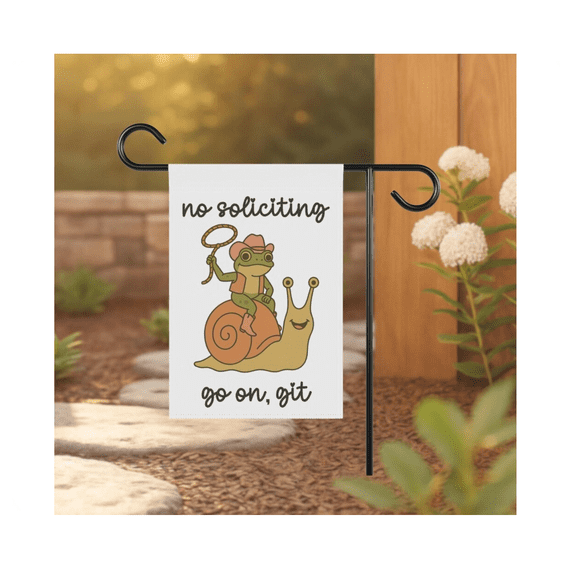 Funny No Soliciting Frog Flag Cottagecore Porch Decor 28x40 POLE NOT INCLUDED House Flag