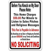 Funny No Soliciting Sign for House Front Door Home Yard Business Warning Signs Metal Tin 12x8 Inch