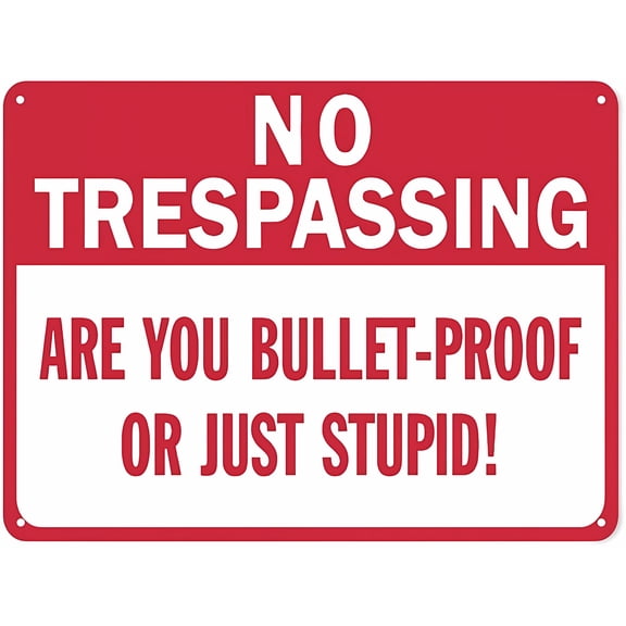 Funny No Trespassing Are You Bullet-Proof Traffic Sign 8"x12" - Aluminum Safety Tin Road - For Home Business