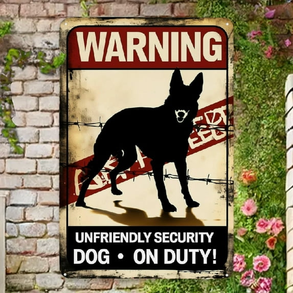 Funny No Trespassing Dog Sign Metal Warning Signs Unfriendly Security ...