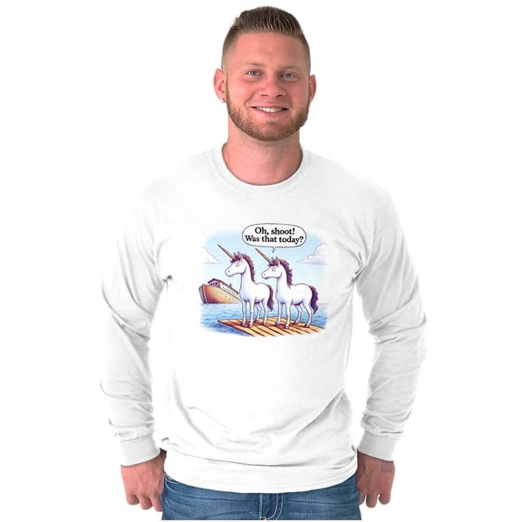 Funny Noah's Ark Unicorn Humor Long Sleeve TShirt Men Women Brisco Brands S
