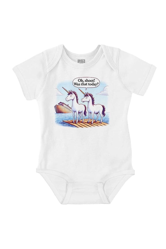 Funny Noah's Ark Unicorn Humor Romper Boys or Girls Infant Baby Brisco Brands 24M