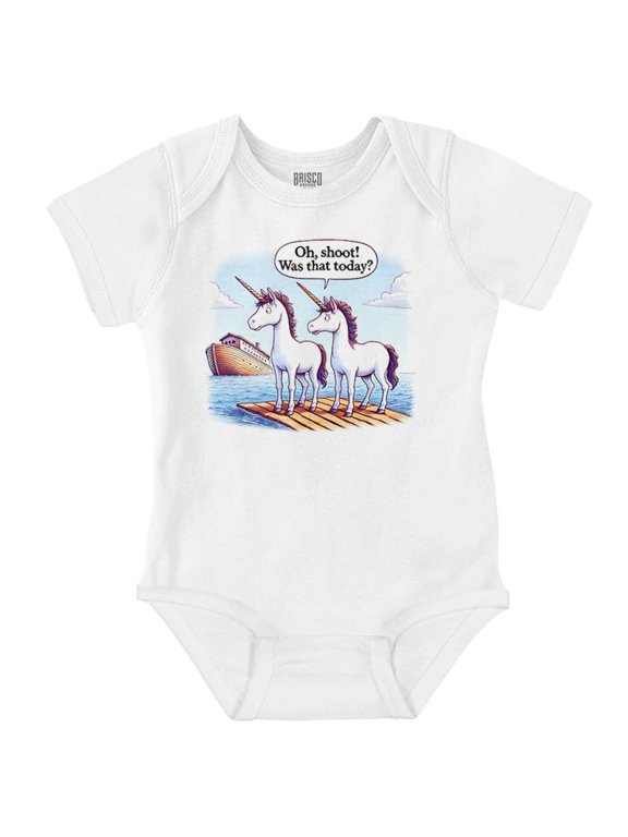 Funny Noah's Ark Unicorn Humor Romper Boys or Girls Infant Baby Brisco Brands 24M