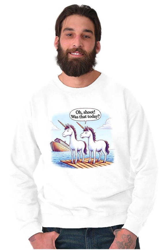 Funny Noah's Ark Unicorn Humor Sweatshirt for Men or Women Brisco Brands S