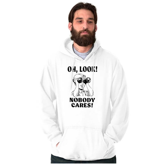 Funny Nobody Cares Binoculars Joke Unisex Plus Fleece Graphic Hoodie Brisco Brands 5X