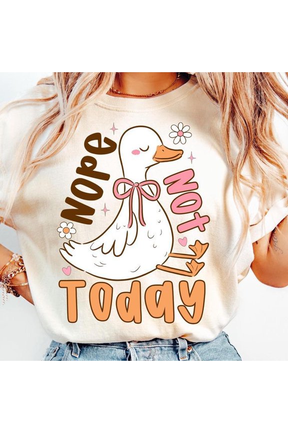 Funny Nope Not Today Goose Coquette PNG, Goose on the Loose Sublimation Design, Spring Glitter PNG, Boho Floral Mom Shirt, Preppy Animal Art
