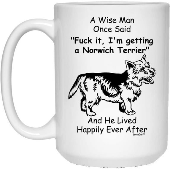 Funny Norwich Terrier Gifts For Men Christmas 2022 Gifts White Coffee Mug 15oz