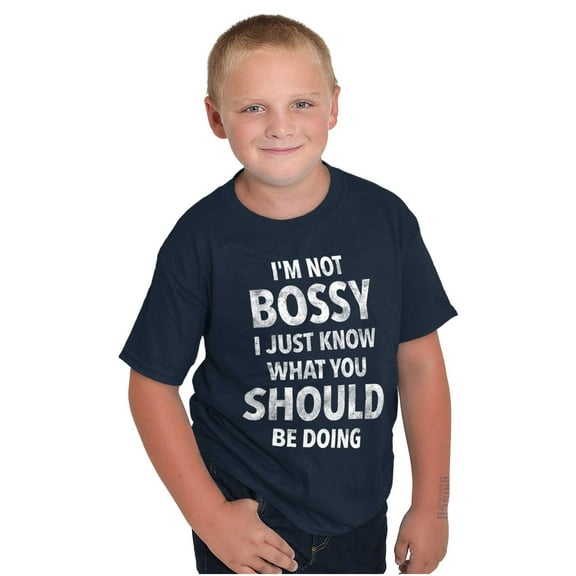 Funny Not Bossy Just Smart Joke Crewneck T Shirts Boy Girl Teen Brisco Brands L