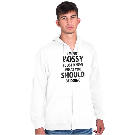 Funny Not Bossy Just Smart Joke Unisex Fleece Graphic Zip Up Hoodie Brisco Brands 5X