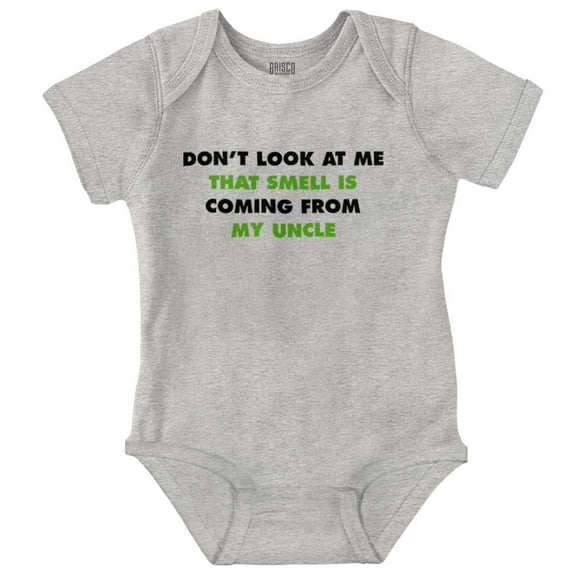 Funny Not Me Smelly Uncle Joke Romper Boys or Girls Infant Baby Brisco Brands NB