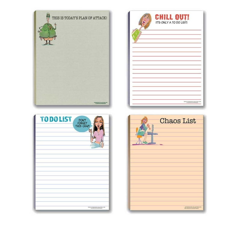 Funny Notepads Assorted Pack - 4 Novelty Notepads - Funny Office Supplies -  To Do List - 682 