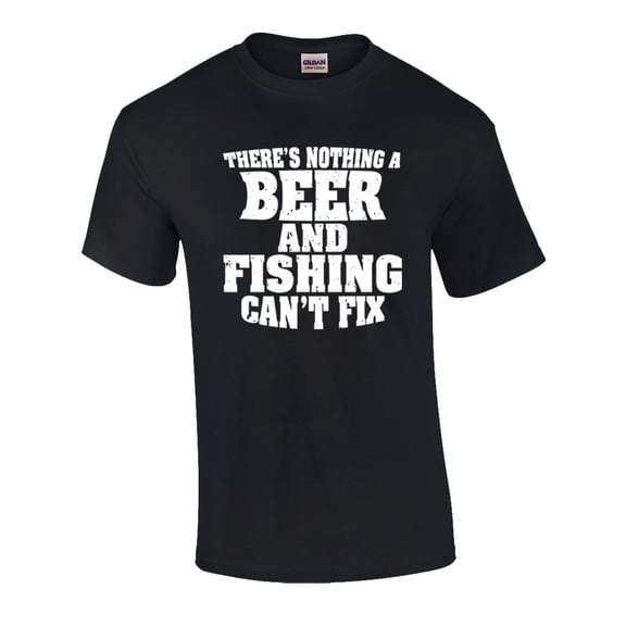 Funny Nothing Beer and Fishing Can't Fix Short Sleeve T-Shirt-Black-Small