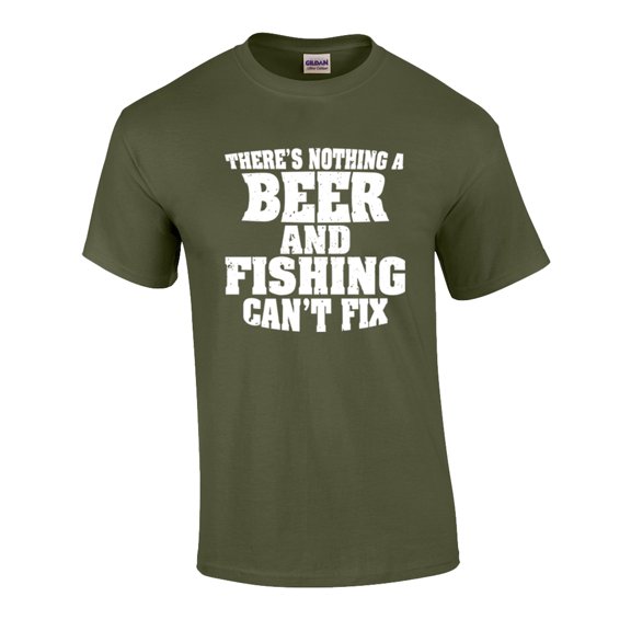 Funny Nothing Beer and Fishing Can't Fix Short Sleeve T-Shirt-Military-Medium