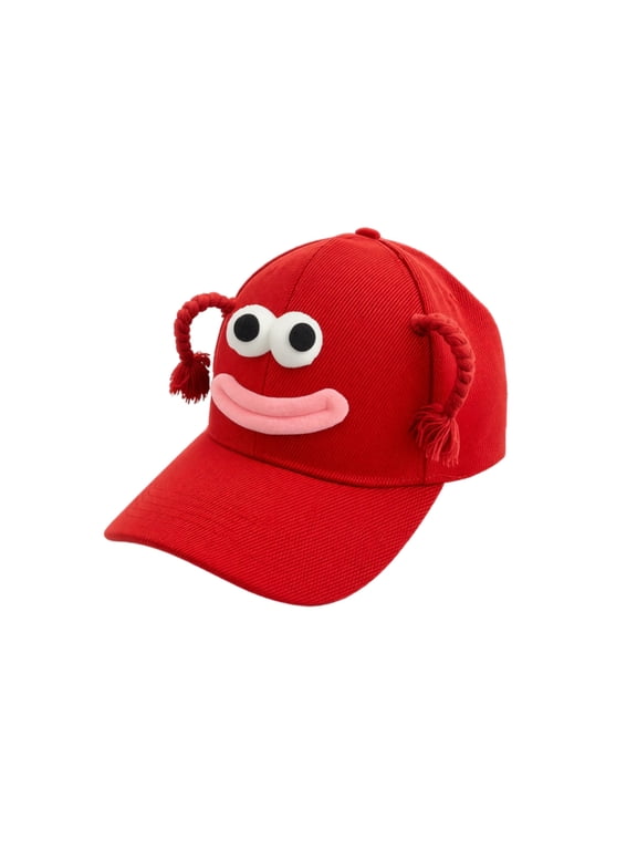 Funny Novelty Baseball Cap Big Mouth Pigtails Big Eyes Cute Cartoon Hat for Men Women Gift Funny Hat
