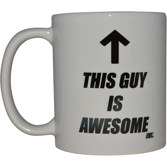 Funny Novelty Coffee Mug - This Guy Is Awesome Cup, Gift Idea for Dad, Men, Brother and Boyfriend, 11 Oz, White