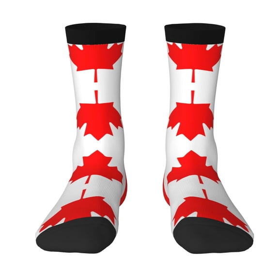 Funny Novelty Colorful Socks Canadian Flag Patterned Casual Crew Socks