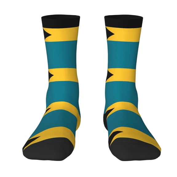Funny Novelty Colorful Socks Flag Of The Bahamas Patterned Casual Crew Socks