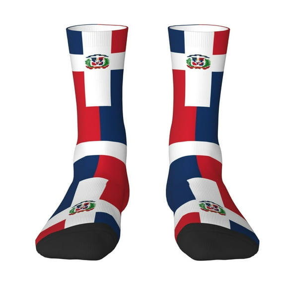 Funny Novelty Colorful Socks Flag Of The Dominican Republic Patterned Casual Crew Socks