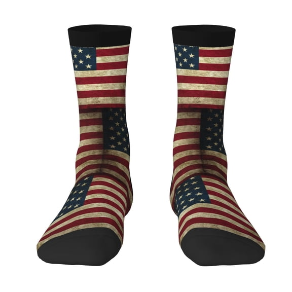 Funny Novelty Colorful Socks Retro Us America Flag Patterned Casual Crew Socks