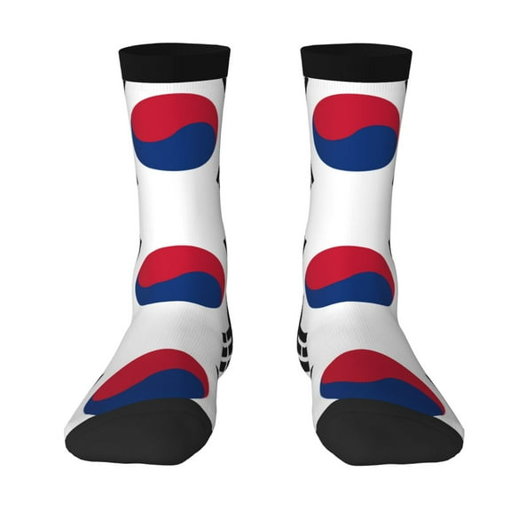Funny Novelty Colorful Socks South Korean Flag Patterned Casual Crew Socks
