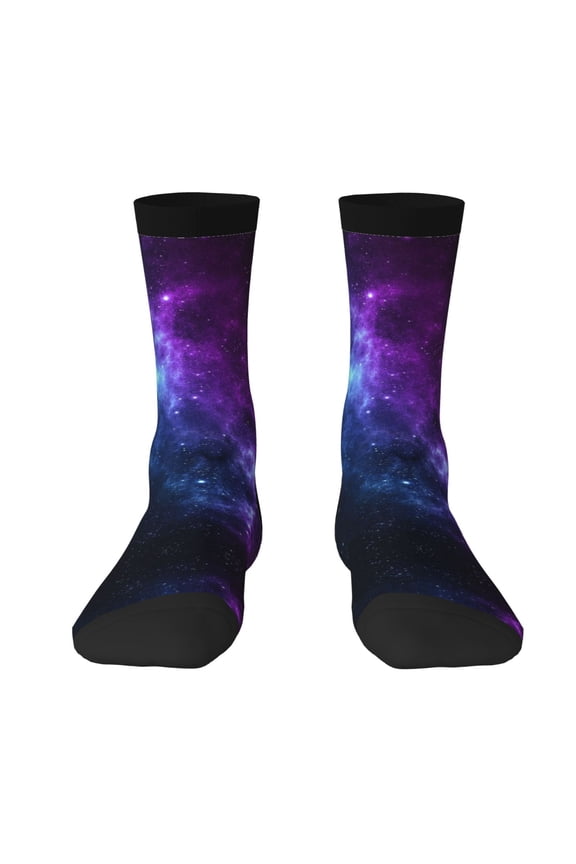 Funny Novelty Colorful Socks Universe Nebula Galaxy Patterned Casual Crew Socks