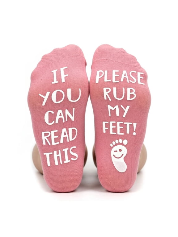Funny Novelty Cozy"If you can read this, Please Rub My Feet" Socks by Silly Obsessions. Fun cotton cozy socks for women. Great Birthday Gift Idea for Wife, Mom, Girlfriend, Graduation