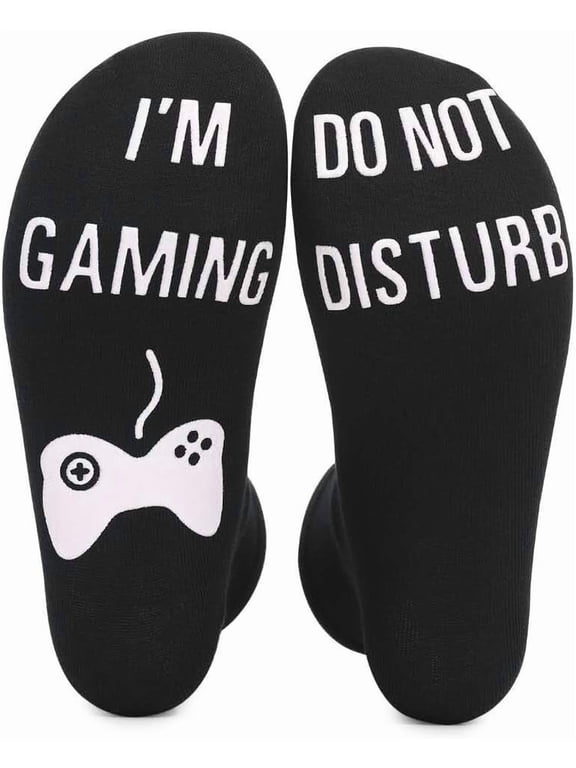 Funny Novelty Gaming Socks for Men, Cool Ankle Socks for Gamer Gifts Adults, Fits US 6-12 Black - Tisuff
