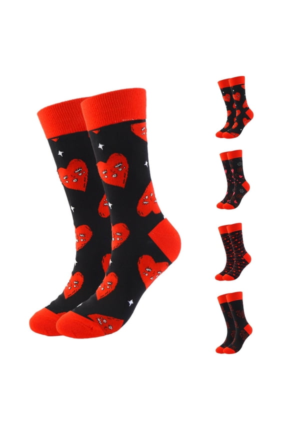 Funny Novelty Heart Lips Cotton Crew Socks Valentine Couple Matching His and Her Socks